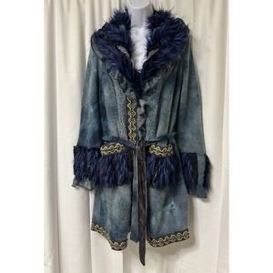 Fantazia Boho Artsy Sweater Coat Jacket Women's Size S/M Button Cardigan